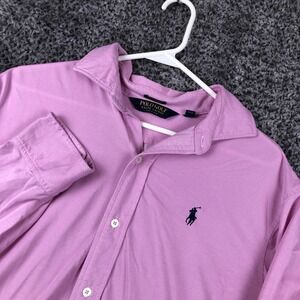 Polo Golf Ralph Lauren Shirt Mens Large Pink Long Sleeve Button Up Pony Logo